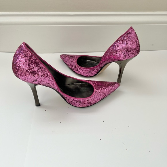 Guess Glitter Sparkle Carrie Stiletto High Heels Pink Sz 8 - Picture 9 of 10